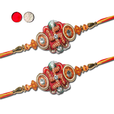 "Designer Fancy Rakhi - FR- 8030 A - Code 050(2 RAKHIS) - Click here to View more details about this Product